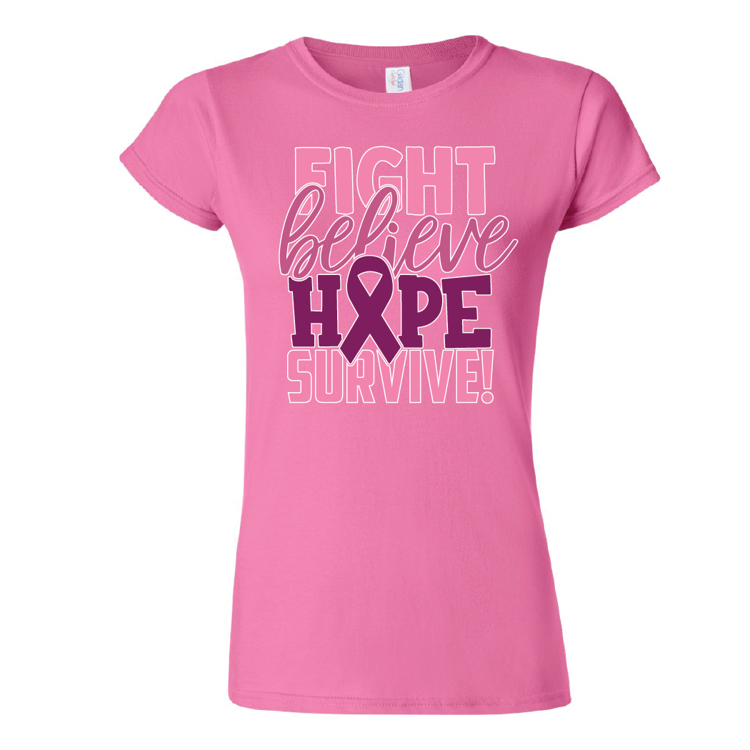 Cancer Fight Believe Hope Ladies Tee
